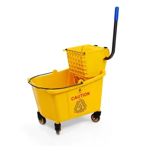 Commercial Industrial 35 Quart Wringer Mop Bucket Yellow Side Press Wringer Combo Mop Bucket Set Trolley