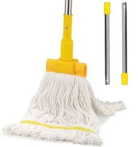 Commercial Industrial Heavy Duty Mop with 48″ Long Handle Cotton Wet Commercial Mops for Floor Cleaning Home Kitchen Office