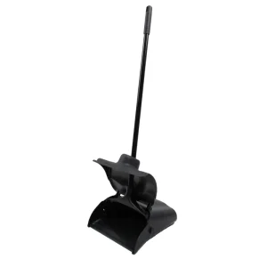 Commercial Lobby Dustpan Broom Set Long Handle Bristle Head Plastic Lid for Indoor Use Kitchen Bathroom Hotel