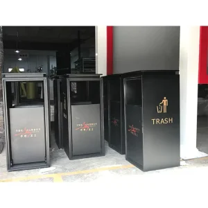 Commercial Modern Luxury Standing Trash Can with Reinforced Stainless Steel Base for Heavy Duty Outdoor Recycling Use