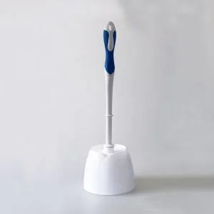 Commercial Plastic Toilet Bowl Brush with Caddy, Durable Bristles, Non Slip Handle