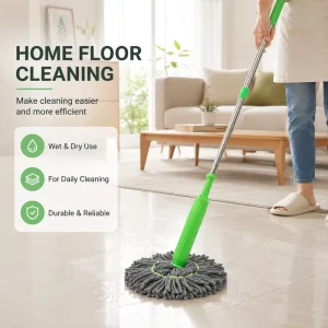 Commercial and Household Twist Mop With Easy Wringing Long Handle Self-Wringing Wet Mops for Floor Cleaning