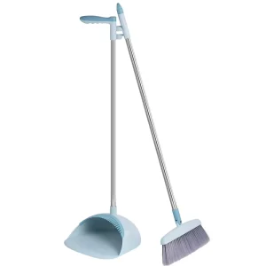Compact Heavy-Duty Plastic Broom and Dustpan Set