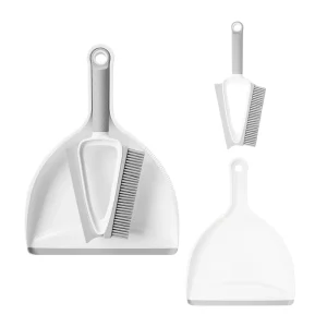 Compact Mini Broom with Dustpan Set TPE Rubber Lip Tabletop Countertop Sweeper Clip on Storage Hanging Kitchen