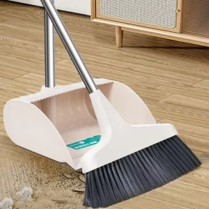Compact Stainless Steel Long Handle Broom and Dustpan Cleaning Set for Indoor Outdoor Use Eco Friendly Household