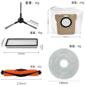 Compatible Xiaomi Robot Vacuum X20+ X10+ X20 Plus X10 Plus Replacement Parts Main Brush Side Brush Hepa Filter