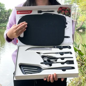 Complete Kitchen Utensils Set 7pcs Kitchen Knife Set Silicone Utensils Cutting Cleaver Chopping Knife Chef Knives Gift Box Set