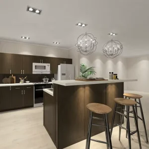 Complete Kitchen with Island and Matt Lacquer Cabinets