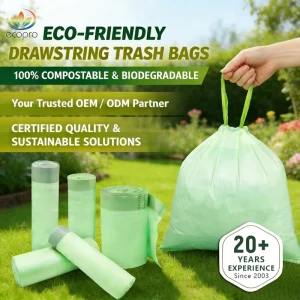 Compostable Biodegradable Cornstarch Trash Liners Garbage Waste Bags OK Compost Certified Kitchen Waste Bags Gravure Printing