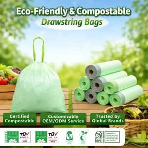 Compostable Biodegradable Garbage Waste Bin Bags Compostable Bag OEM 13G TUV HOME Compost Compostable Bags Manufacturer Ecopro