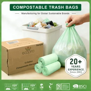 Compostable Biodegradable OEM Waste Bin Trash Bags Certified En13432