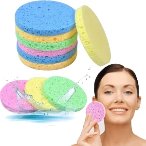 Compressed Cellulose Facial Makeup Remover Sponge Round Shape Wash Sponges Scouring Pads