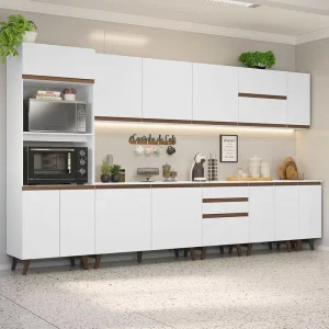 Contemporary Kitchen Cabinets with Automatic Touch Open Close System Modern Kitchen Hardware Includes Drawer Slide Accessories