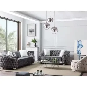 Contemporary Leather Sofa Bed Set with Storage Wood Frame for Apartment and Warehouse