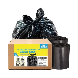 Contractor Trash Bags 42 Gallon 55 Gallon Heavy Duty Large Black Flap Tie Construction Garbage Bags Clean up Bag