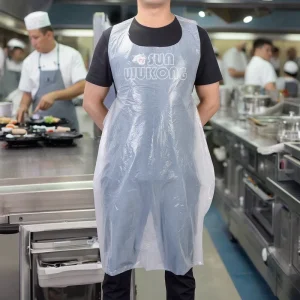 Convenient Portable Waterproof Oil Resistant and Stain Resistant Plastic Apron With Free Printing and Customized Exclusive logo