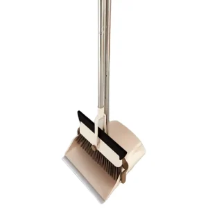 Convenient to Use Home Cleaning Rotatable Broom Set Soft Bristles 2 in 1 Design with Modern Style Stainless Steel Rod Dustpan