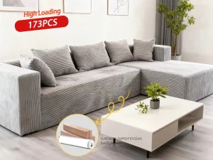 Convertible Upholstered Fabric Sofa Set with High-Density Sponge