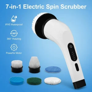 Cordless 7 Head Power Scrubber Replaceable ABS Brushes Eco Friendly Design Electric Cleaning Brush for Car Kitchen Cleaning