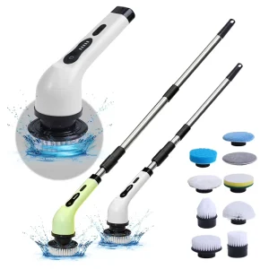 Cordless Bathroom Floor Rotating Spin Scrubber Multifunctional Scrubber Cleaning Brush With 3/9 Replaceable Brush Heads
