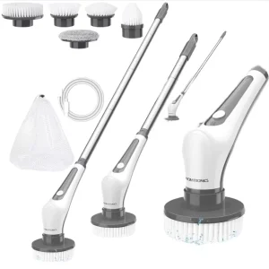 Cordless Electric Cleaning Brush for PP Material 8 Replaceable Brush Heads Adjustable Detachable Handle 2000mAh