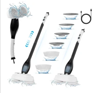 Cordless Electric Mop with Double Brush Head and Water Tank for Spin Mop for Bathroom Tile Floor Cleaning