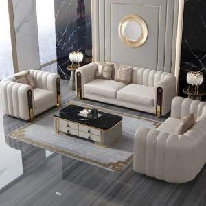 Corner Sofa Set Sponge-Filled Upholstered for Villa Living Room