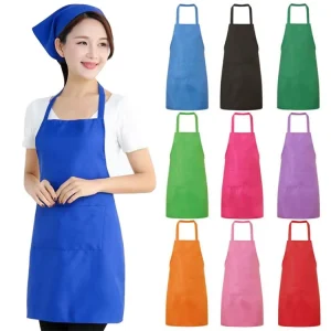 Cotton Aprons Kitchen Cooking Baking Wear Comfortable Unisex Adult Restaurant Kitchen Chef Apron for Both Kids and Adult Size