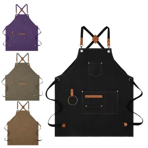 Cotton Canvas Cross Back Apron With Pockets Chef Apron