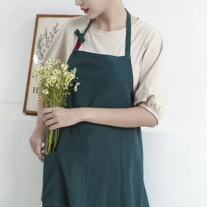 Cotton Cooking Chef Aprons with 2 Pockets Adjustable Bib Apron for Women Men