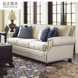 Country American Style Pastoral Sofa Villa Large Apartment Solid Wood One Seat Hemp Cover Customizable Hard Living Room Sofa