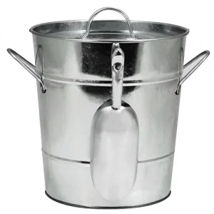 Country Home Farmhouse Style Galvanized Metal Ice Bucket 8.5″ X 7.8″ X 7.8″ Rustic Metal for Camping Parties Bars Kitchens