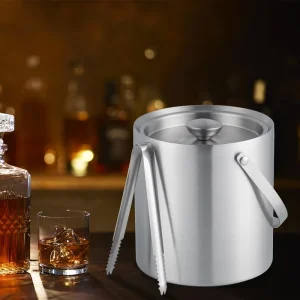 Creation Factory Customized Sustainable Modern Minimalist Double Wall Stainless Steel 2.5L Ice Bucket Black Tub Lid Customized