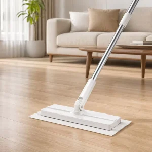 Creative Design 2 in 1 Stainless Steel Self Clamping Mop Replaceable Disposable Cloth Wet Tissue Window Floor Cleaning Flat Mop