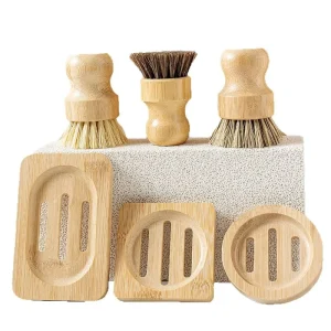 Cross Border Bamboo Sisal Coconut Palm Short Handled Kitchen Cleaning Brush Dish Brush Household Pot Scrubber
