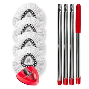 Cross-Border Triangle Rotary Mop Accessory Set Aluminum Four-Section Bar Splicing Four-Side Wringing Reusable Telescoping