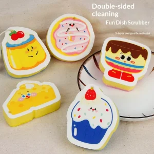 Cross border Co branded Cake Bakery Scouring Pad Composite Sponge Scrub Kitchen Cleaning Dishwashing Block