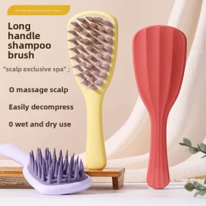 Cross border New Ginkgo Leaf Shampoo Brush Massager PP Coarse Teeth Handle Comb Long Handle Hair Washing Gadget