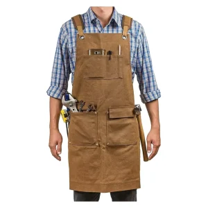 Cross strap Men’s and Women’s Aprons with Pockets 16 oz Durable Waxed Canvas Work Aprons