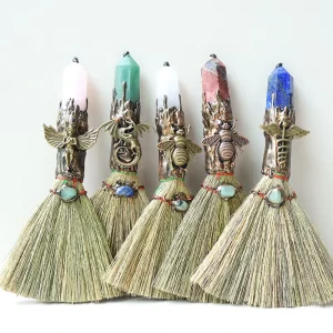 Crystal Column Small Broom Witchcraft Tools Witch Broom Birthday Gift