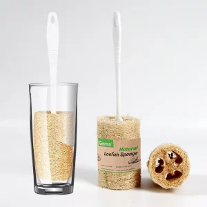 Cup Cleaning Brush Natural Loofah Sponge Brush Cup Glass Cleaning Tool Long Plastic Handle Bottle Brush