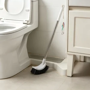 Curved Design Eco Friendly Stainless Steel Handle Gray Bathroom Toilet Scrub Brush Factory Sanitary Cleaning Tool