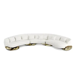 Curved Modular Sectional Sofa with Brass Base