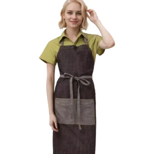 Custom 100% Cotton Apron Baking Cooking Water Resistant Apron With Two Pockets