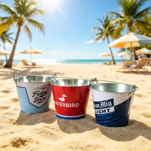 Custom 100pcs Logo Beer Bucket Beverage Champagne Tub Metal Type Galvanized Ice Bucket