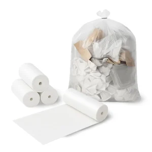 Custom 13 Gallon Clear White Trash Bags Leak Resistant Plastic Trash Can Liners Unscented Garbage Bag for Bathroom