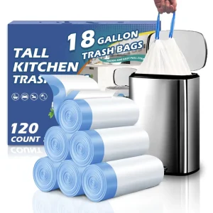 Custom 18 33 Gallon Trash Compactor Bags with Drawstring 120 Count Heavy Duty Garbage Bag for Office