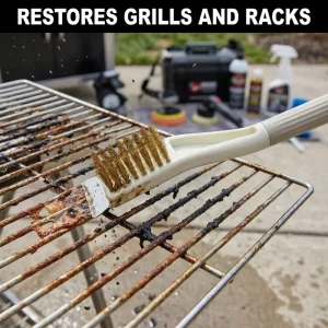 Custom 2 in 1 Scraper Brush Stovetop Cleaning Heavy Duty Wire Scrub Brush for Burnt on Grease and Grills