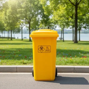 Custom 240L HDPE Yellow Recycling Trash Can Large Standing Waste Bin Dustbin Garbage Containers