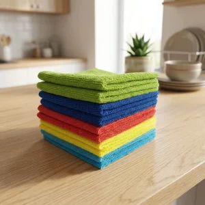 Custom 400gsm Microfiber Cleaning Cloth Quick Dry Warp Knitted Rag Car Window Absorbent Towel Kitchen Use Car Wash Towel